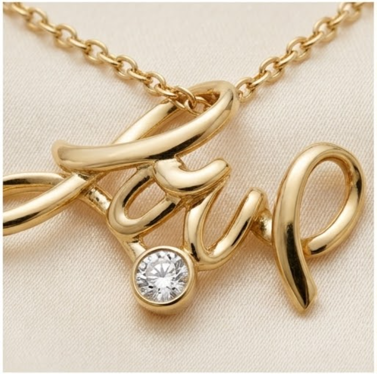 Love Necklace 24K Gold Plated with Crystal Pendant