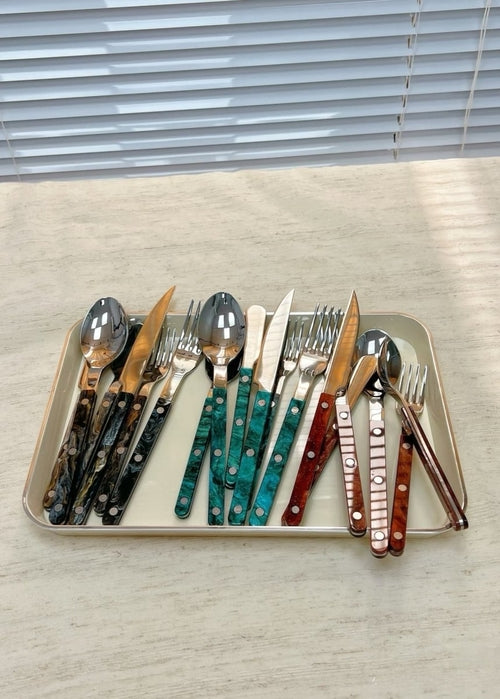 Set Of 10 Pcs Modern Elegant Terra Flatware - Bistrot Style Cutlery